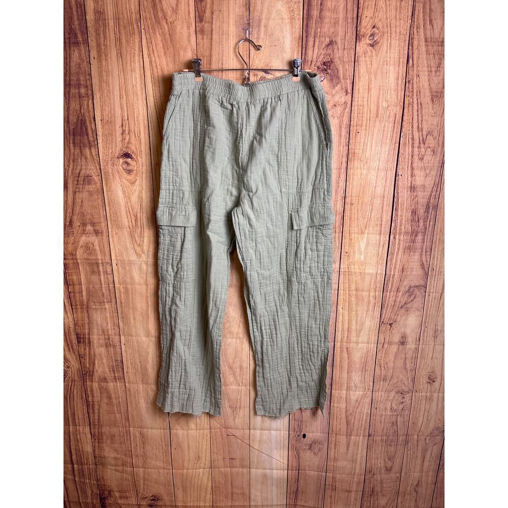 Japna Lounge Pants Gauzey Cargo Pockets Light Sage Green Women's Size L